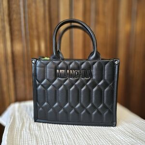 Black Quilted Tote Bag